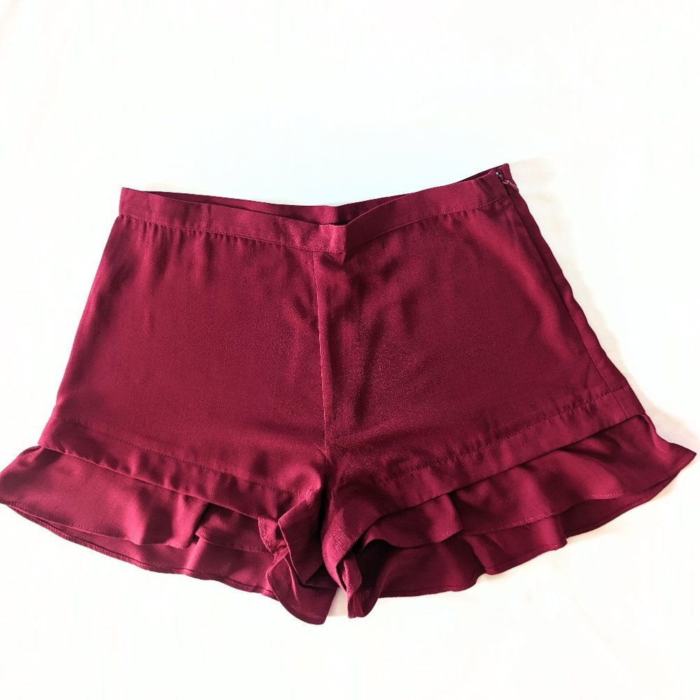 Jack by BB Dakota Wine Color High Waist Ruffle Shorts